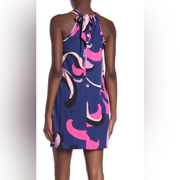 Trina by Trina Turk Floral Back Bow Sleeveless Halter Mini Dress - Picture 8 of 9